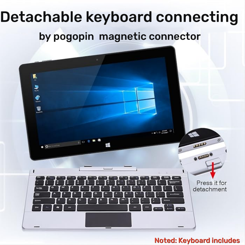 Tablet PC com bateria de teclado destacável, Windows 10, 2 em 1 teclado, 2GB de RAM DDR, ROM 32GB, CPU X3 Z8350, 5000mAh, grandes vendas, vendas