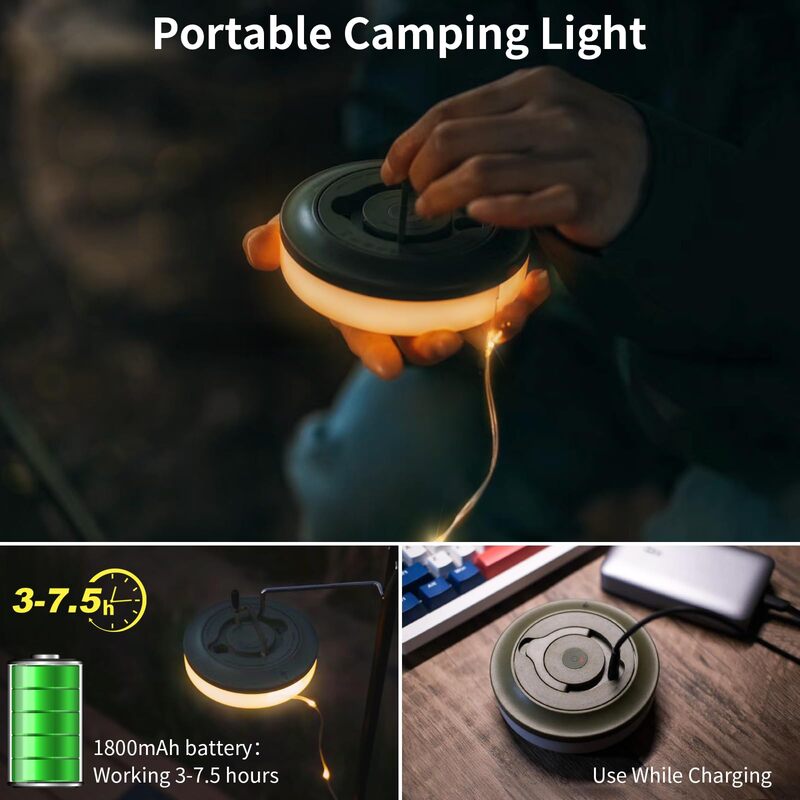 Outdoor Camping Lights Camping Lantern with 32.8Ft Lights String Rechargeable Waterproof Camp Lights Portable Camping Tent Light
