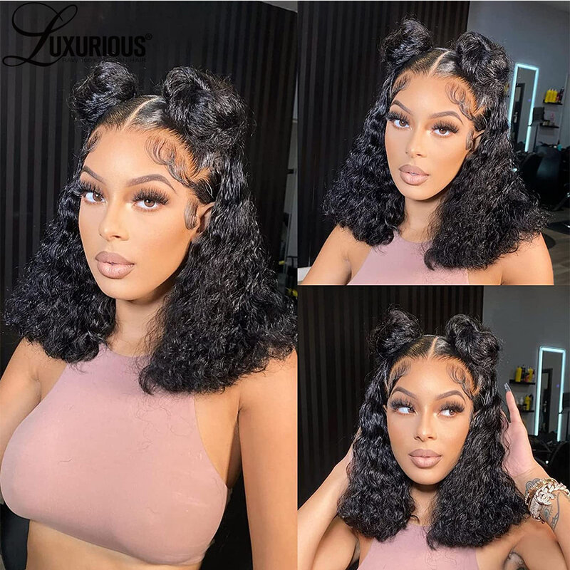 Short Curly Bob Wig For Black Women Pre Plucked HD Transparent Lace Frontal Wigs Brazilian Virgin Remy Human Hair Lace Front Wig