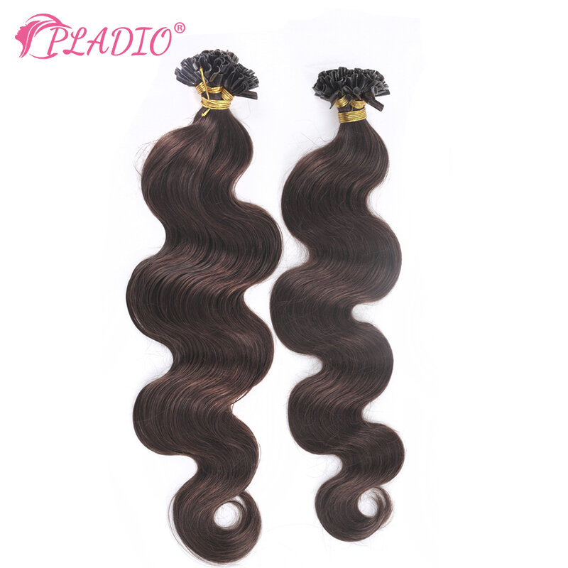 PLADIO Body Wave U Tip Hair Extensions 100% Real Remy Human Hair 12-26 pollici Pre Bonded Keratin Hair Extensions per la fornitura del salone