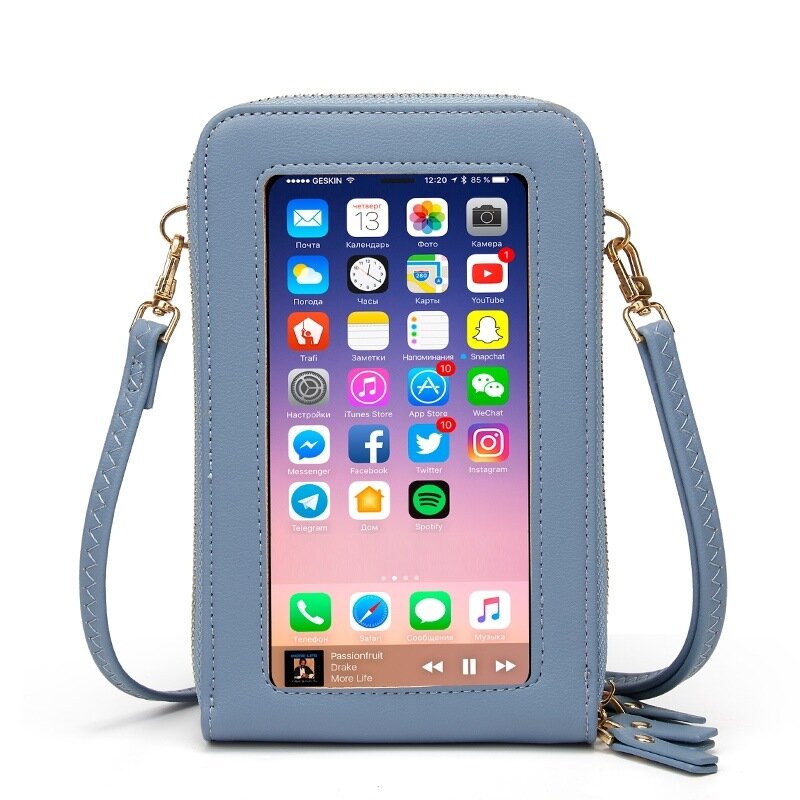 2021 New Touch Screen Cell Phone Bag Shoulder Bags Female Messenger Bag Card Wallet Transparent Crossbody Bag Cellphone Purse