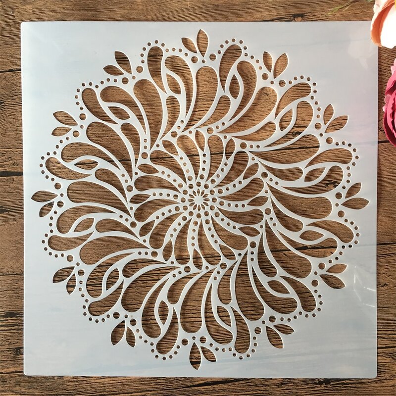 30*30cm Geometrie Mandala Wasser Tropfen DIY Schichtung Schablonen Malerei Sammelalbum Färbung Präge Album Dekorative Vorlage