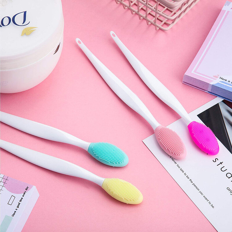 1 Pieces Silicone Exfoliating Lip Brush Tool Double-sided Soft Lip Brush for Smoother and Fuller Lip Appearance