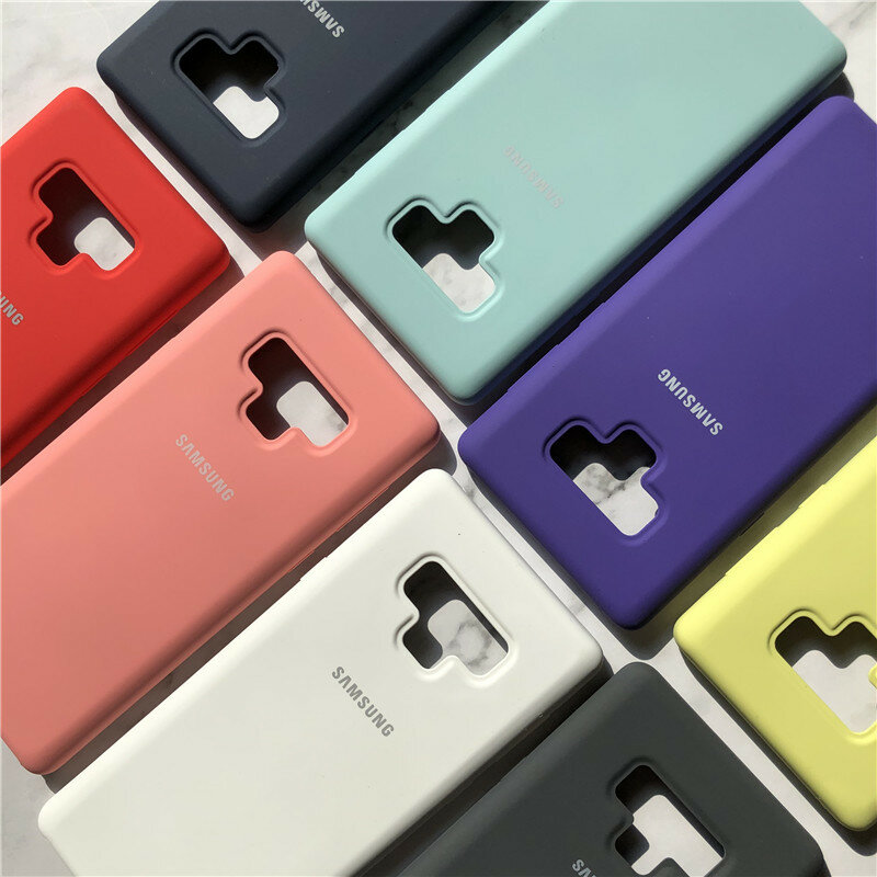 Original Samsung Galaxy Note 9 Flüssigkeit Silikon Fall Seidig Weich-Touch Shell Abdeckung Für Galaxy Note9 Volle Schutzhülle Zurück abdeckung