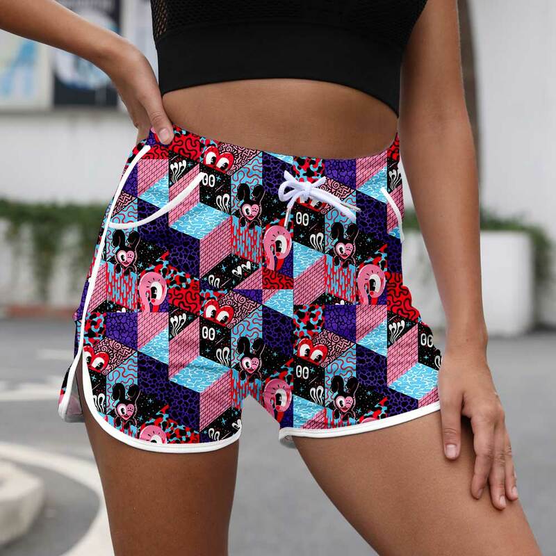 Kobiety New Fashion 3D spodenki z nadrukiem lato plaża luźny ściągany sznurkiem w pasie spodenki Casual Midi talia Patchwork krótkie spodnie XL