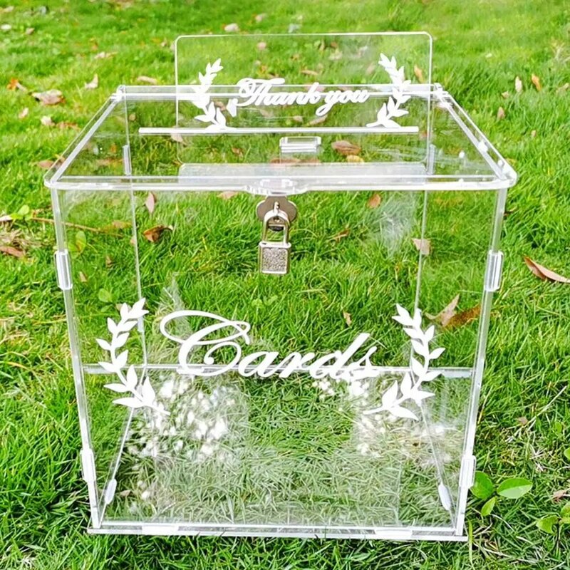 OurWarm DIY Acrylic Card Box for Wedding Reception Birthday Party Baby Shower Decoration Clear Wedding Card Box with Lock