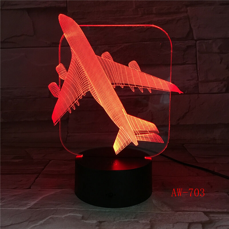 ثلاثية الأبعاد طائرة حربية نموذج الإبداعية ليلة ضوء اللمس طائرة طائرة لمبة مكتب LED الوهم مصباح أباجورة كول مكتب ضوء AW-703