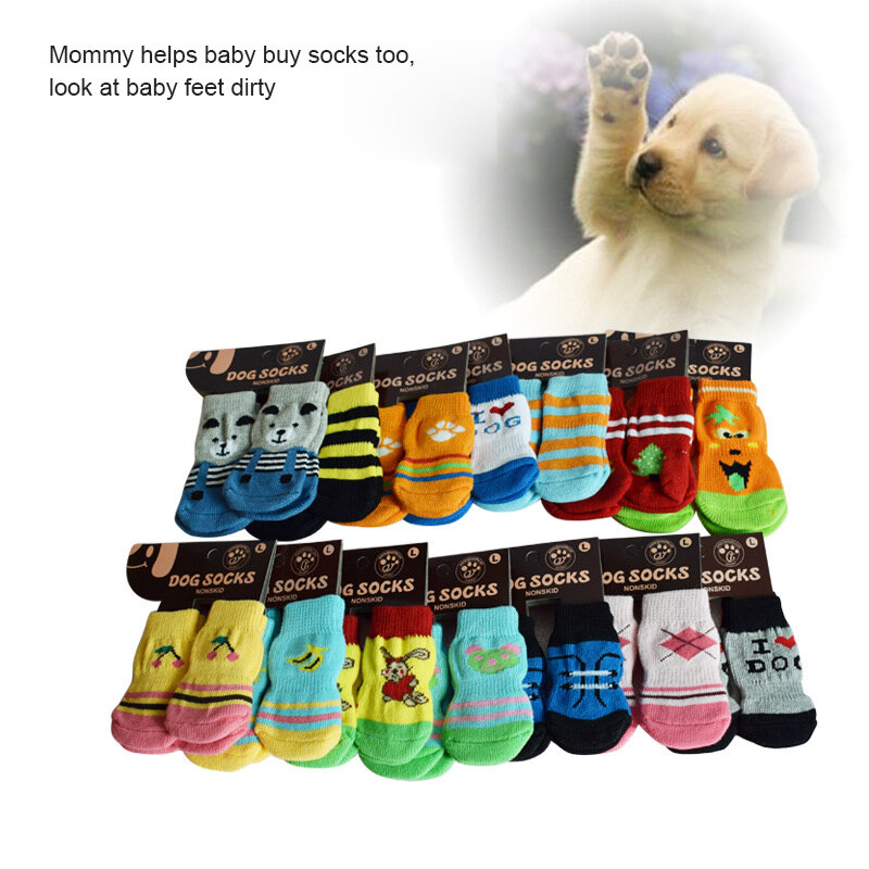 Cute Cartoon Pet Socks Warm Dogs Puppy Pet Knits Socks Anti Slip Skid Bottom Warm Puppy Shoes Are Soft Dog Accessories