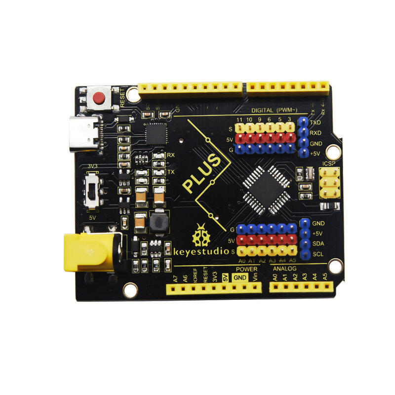 ¡Nuevo! Keyestudio-Placa de Control de desarrollo PLUSUNO con interfaz tipo C + Cable USB, Compatible con Arduino Uno R3