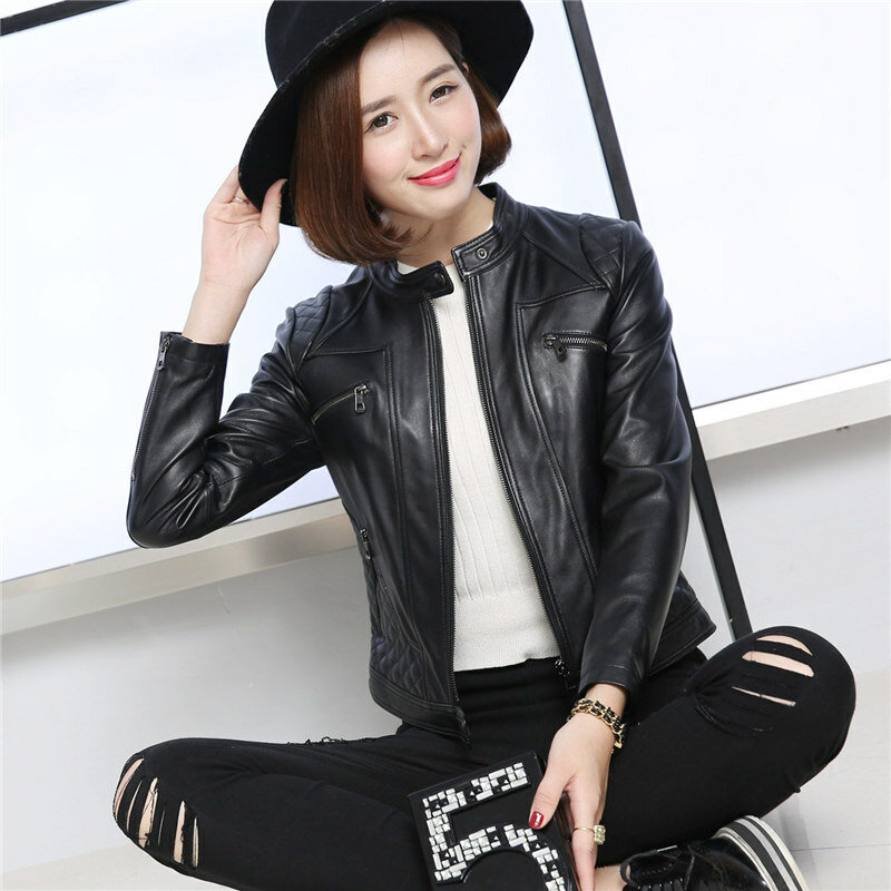 2020 jaqueta de couro genuíno das mulheres primavera outono 100% casaco pele carneiro curto jaqueta da motocicleta magro ajuste coreano 3905 kj3686