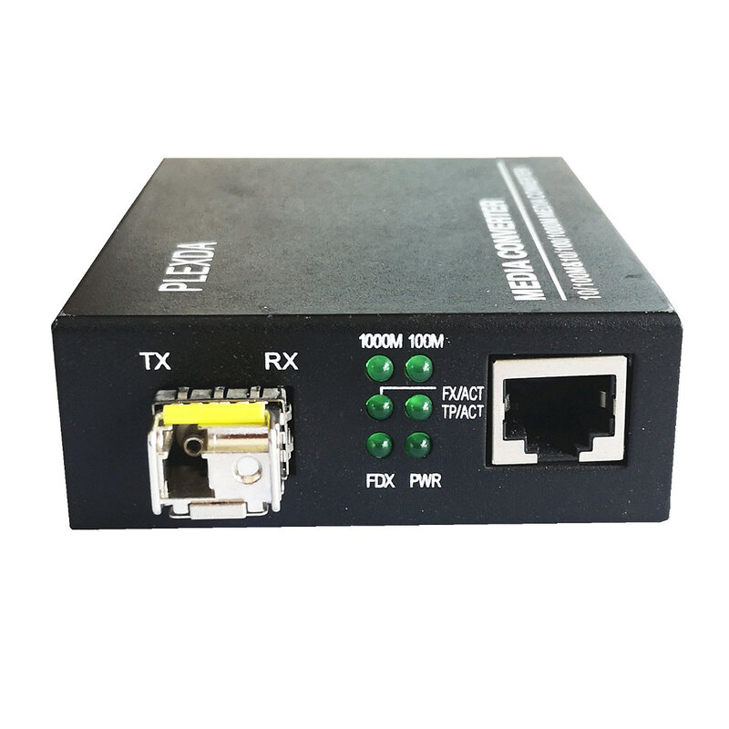 Plexda-Convertidor de medios de fibra Gigabit, Bidi de un solo modo LC WDM, 20km -10/100/1000M a 1000 base-lx (FMC-GEBX1315-E20LC)