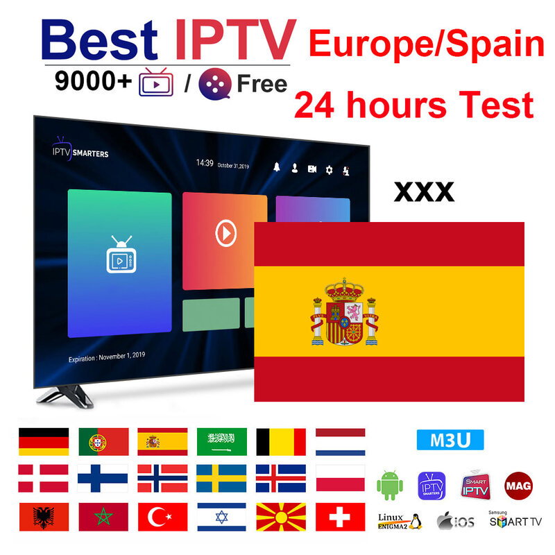 Mondo Best Stabile IPTV m3u Per Gli Adulti 1 Anno per il portogallo Spagna Dazn Francia USA per gli adulti Per Android TV Box M3U enigma Francia Portogallo