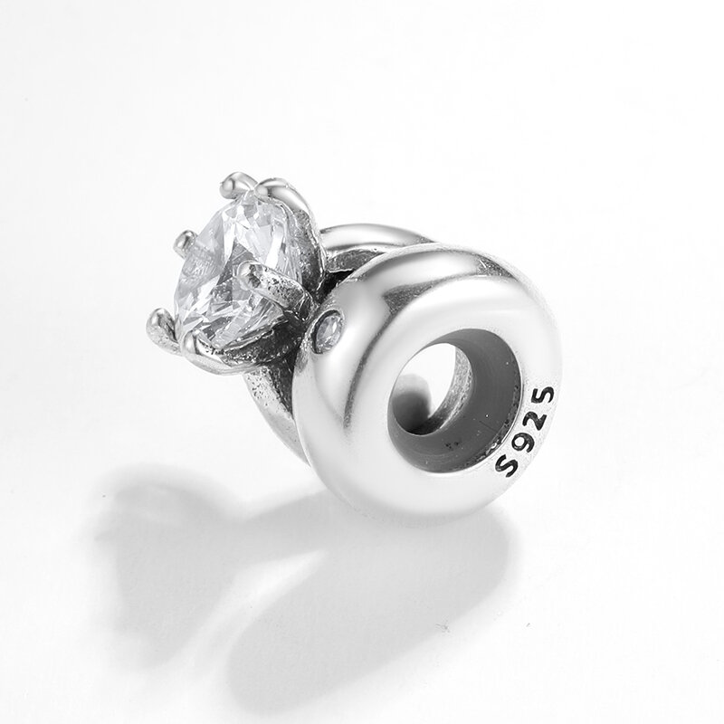 Cuentas espaciadoras de anillo de boda para mujer, accesorio Original de Plata de Ley 925, compatible con pulsera europea