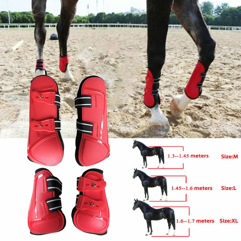 4 NGỰA Gân Giày Trước Hai Chân Sau Bộ Huấn Luyện Nhảy Dressage Cưỡi Ngựa PU Vỏ Cận Vệ Đeo Fetlock Tấm Bảo Vệ