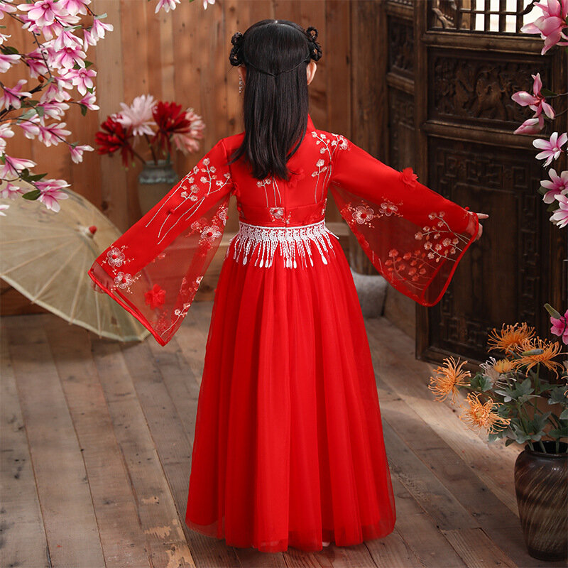 New Ancient Hanfu Girl autunno inverno Dress Retro stile cinese fata principessa gonna Party Evening Performance ricamo Vestido