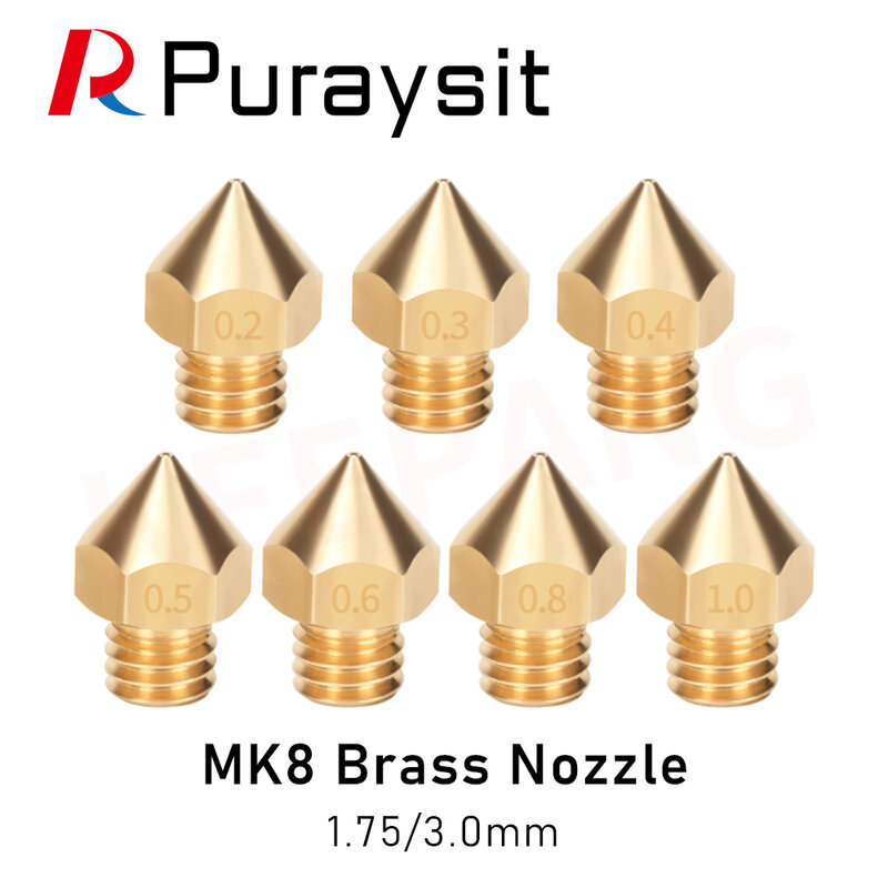 Puraysat 30 قطعة ملحقات طابعة ثلاثية الأبعاد MK8 وأشار النحاس فوهة 1.75/3.0 مللي متر الطارد مخصصة الموضوع الخارجي