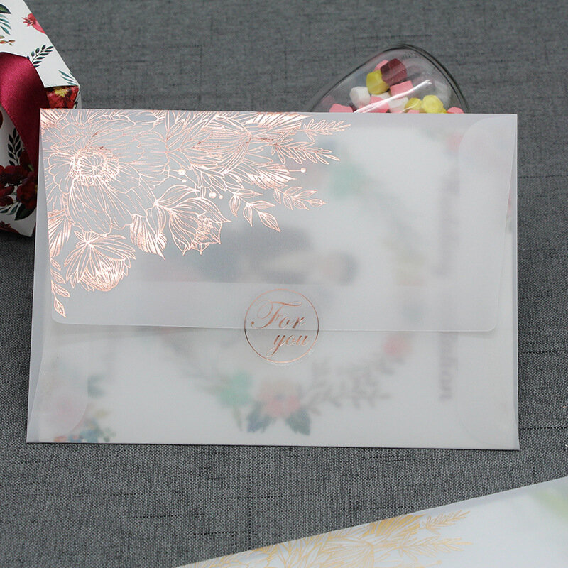 24 Pieces/pack European Style Hot Stamping Edge Sulfuric Acid Paper Translucent Envelope Wedding Business Invitation Envelope