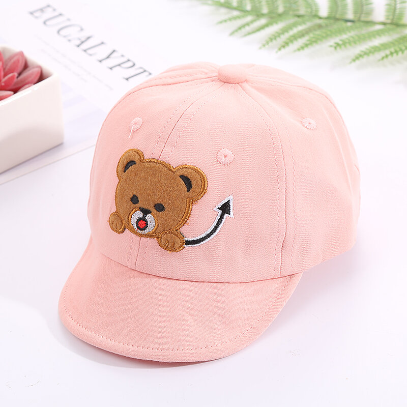 Baby Hat Cute Bear Embroidered Kids Girl Boy Caps Cotton Adjustable Newborn Baseball Cap Infant Toddler Beach Outdoor Sun Hat