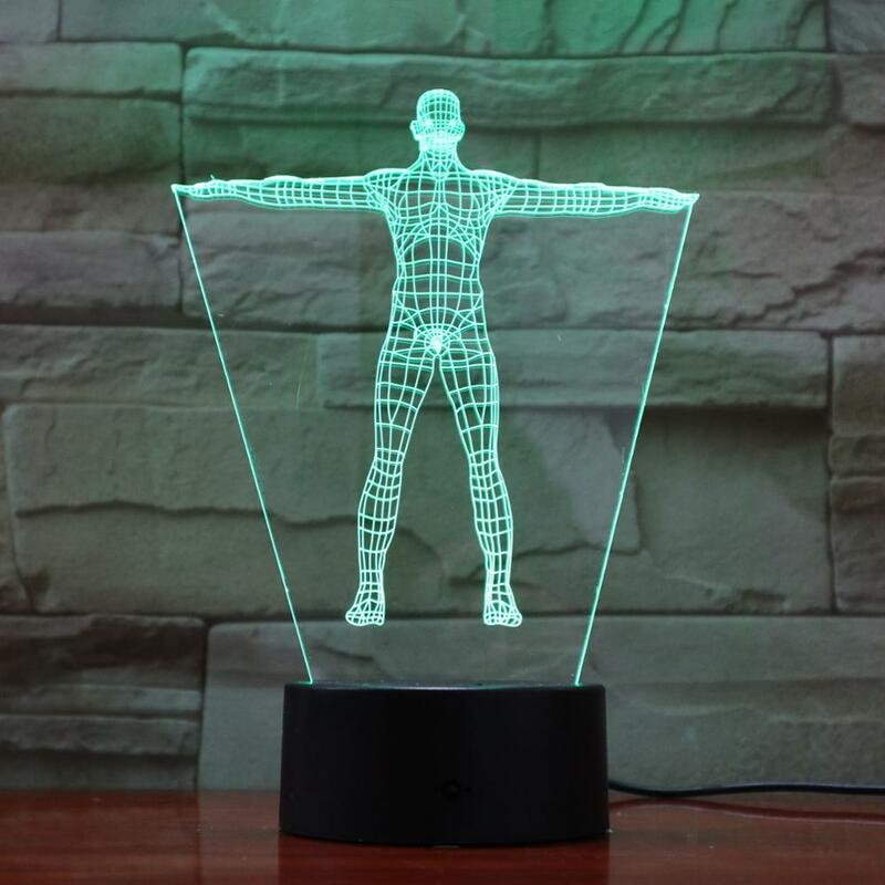 جديد ثلاثية الأبعاد LED ضوء الليل التعليمية جسم الإنسان الجدول مصباح الليل الاكريليك الملونة التدرج جو مصباح هدايا عيد الميلاد 796