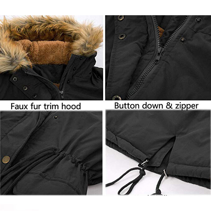 Chaqueta de algodón de felpa con capucha para mujer, abrigo grueso y grueso de piel de mapache, largo y holgado, para invierno, 2021
