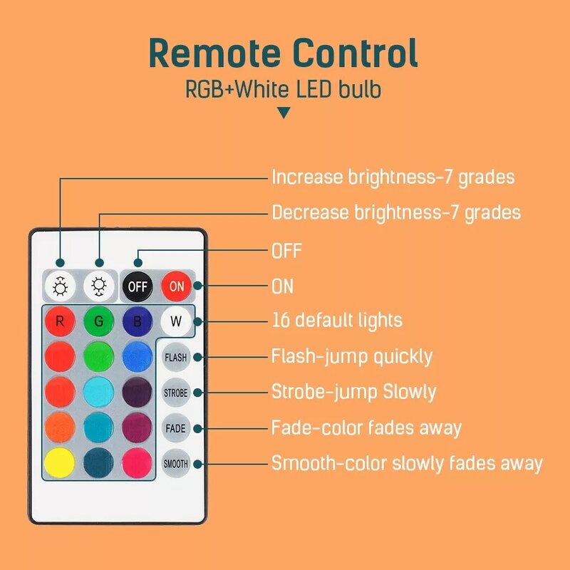 Lâmpada led rgb 16 cores, 110v 220v e27 10w rgb mudança de cor variável infravermelho colorida rgbw led com controle remoto infravermelho