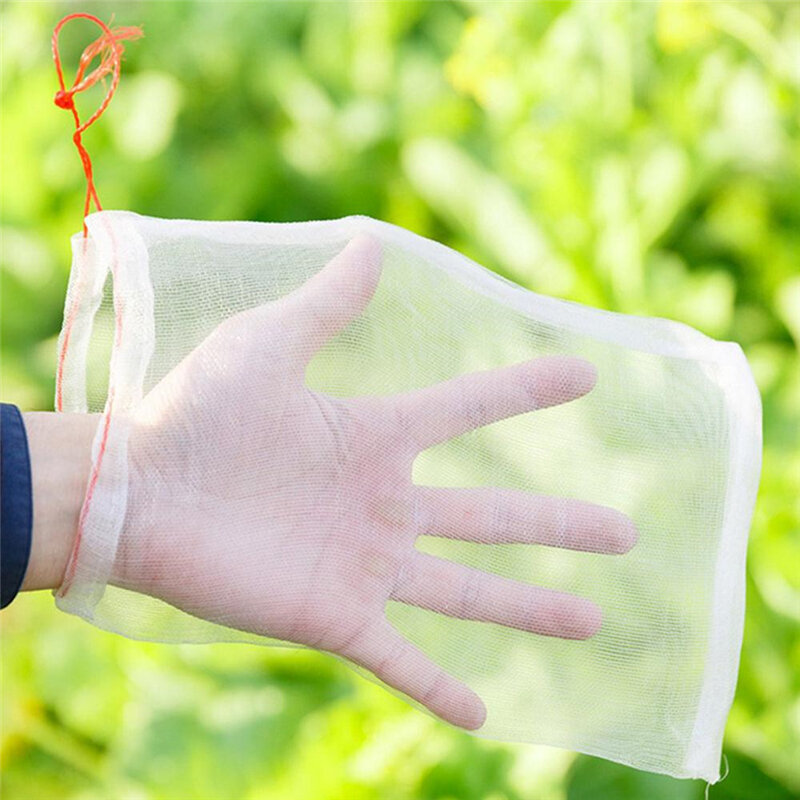 Saco de proteção para plantas de jardim 50 peças, saco de malha anti pássaro cordão para agricultura ferramenta de controle de pestes