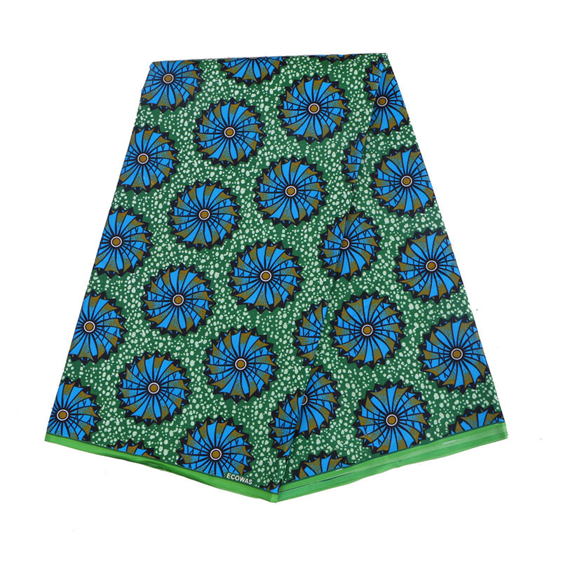 2020 moda cera real verde 100% poliéster tecido africano para dashiki vestido feminino 6 metros \ set