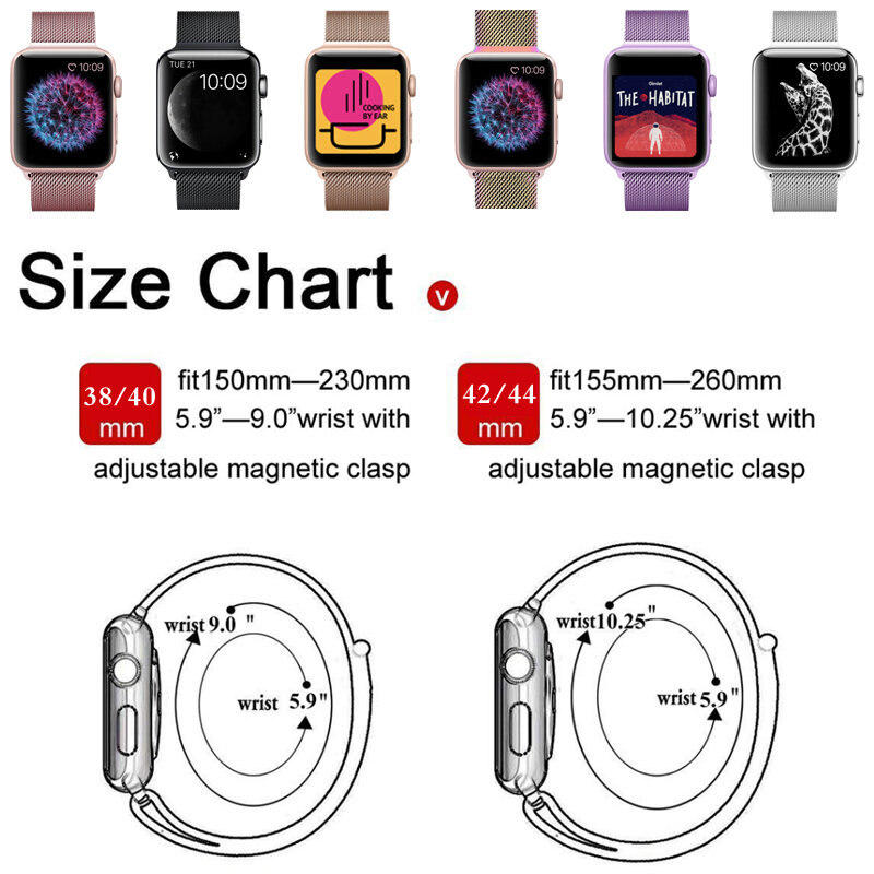 Milanese Loop Strap per Apple watch band 5 4 3 44 millimetri 40 millimetri iwatch fascia 5 42 millimetri 38mm In acciaio inox di collegamento Accessori Della Vigilanza del braccialetto