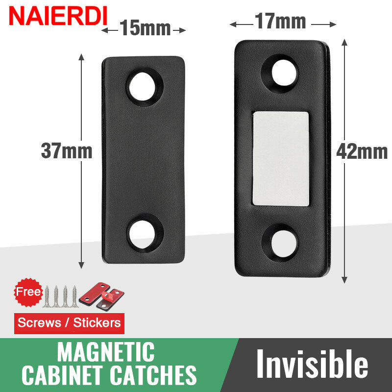 Naierdi 2 pçs/set armário magnético pega ímã da porta pára porta escondida mais perto com parafuso para armário armário móveis hardware