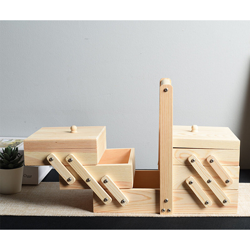 Retro Holz Nähen Korb Nähen Kits Lagerung Box Natürliche Schreibtisch Tisch Decor Vintage Organisieren Box für Oma Mädchen Geschenk