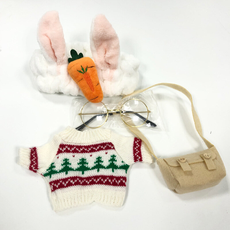 노란 오리 인형 옷 안경 가방 모자 액세서리, 30cm, 라라판팬 카와이 오리 동물 의류 봉제 장난감, 크리스마스 선물