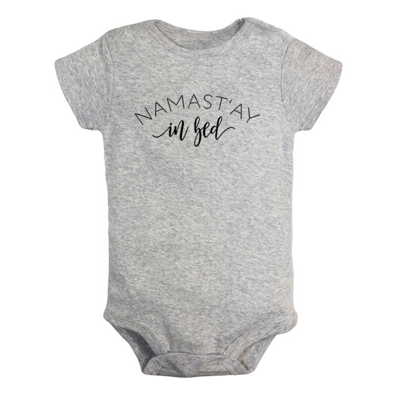 Namaste in Bed My Brain Is 80% Song Lyrics Printed Newborn Baby Girl Boys Clothes Short Sleeve Romper Outfits 100% Cotton