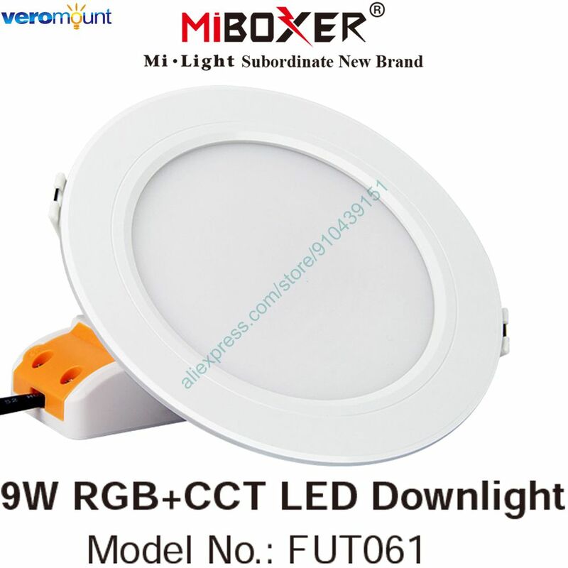 Miboxer FUT061 9W Smart Rgb + Cct Led Verzonken Plafond Downlight AC110V 220V 2700K ~ 6500K 2.4G Rf Wireless Remote Wifi App Controle