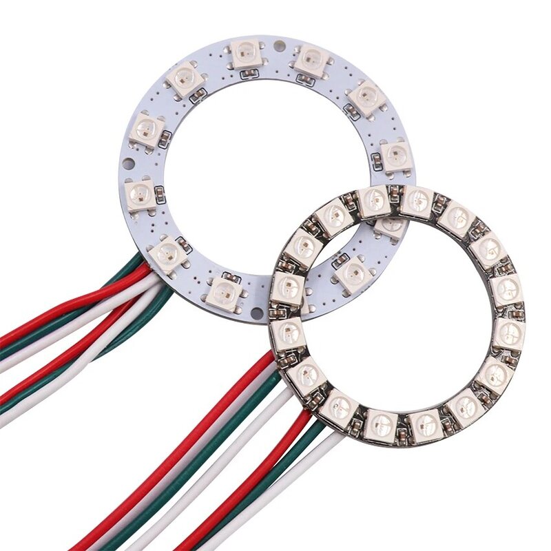 5V Pixel Ring Bulat LED Lingkaran Addressable WS2812B SK6812 Penuh Warna RGB LED Modul 1/8/12/16/24/32/40/48/60/241 LED