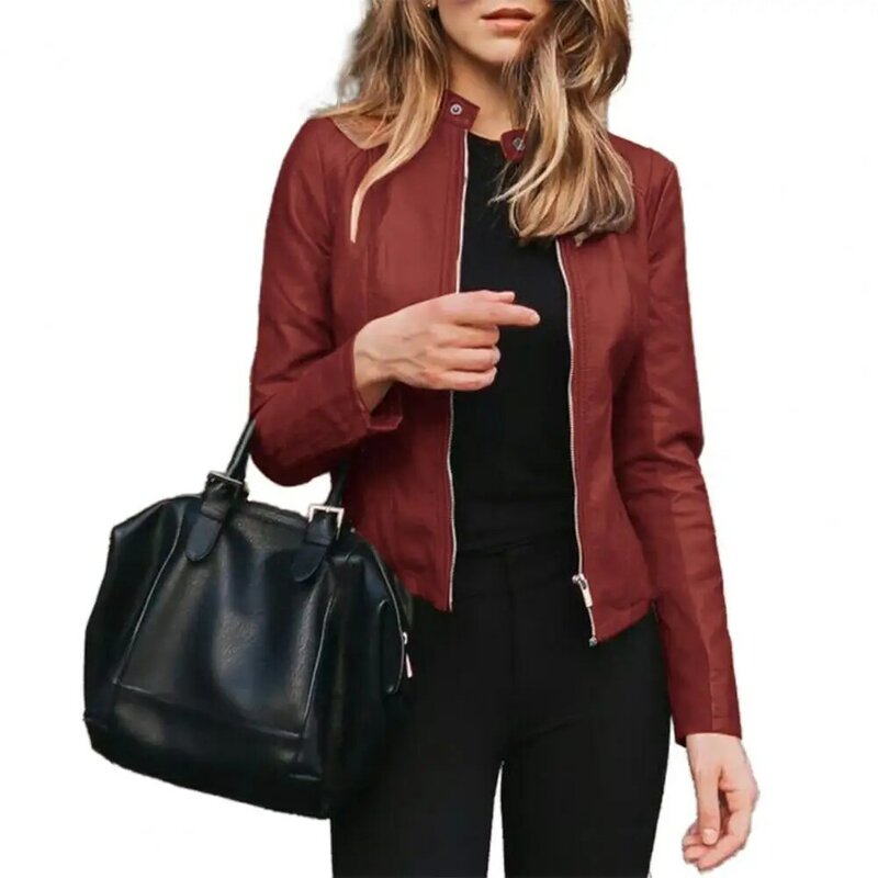 เสื้อแจ็คเก็ตสั้นผู้หญิงฤดูใบไม้ร่วง2022สีคอตั้งบางผู้หญิงเสื้อ Top Streetwear เสื้อแจ็คเก็ตสตรี Vintage