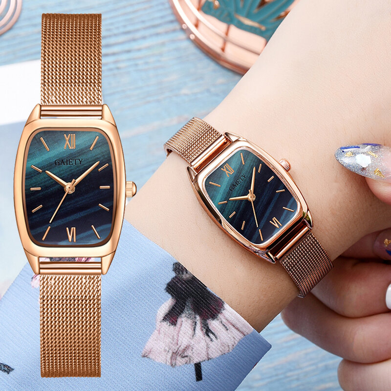 2021Newファッション女性ブレスレット時計長方形ダイヤルローズゴールド女性腕時計高級ドレスクォーツ腕時計レロジオfeminino