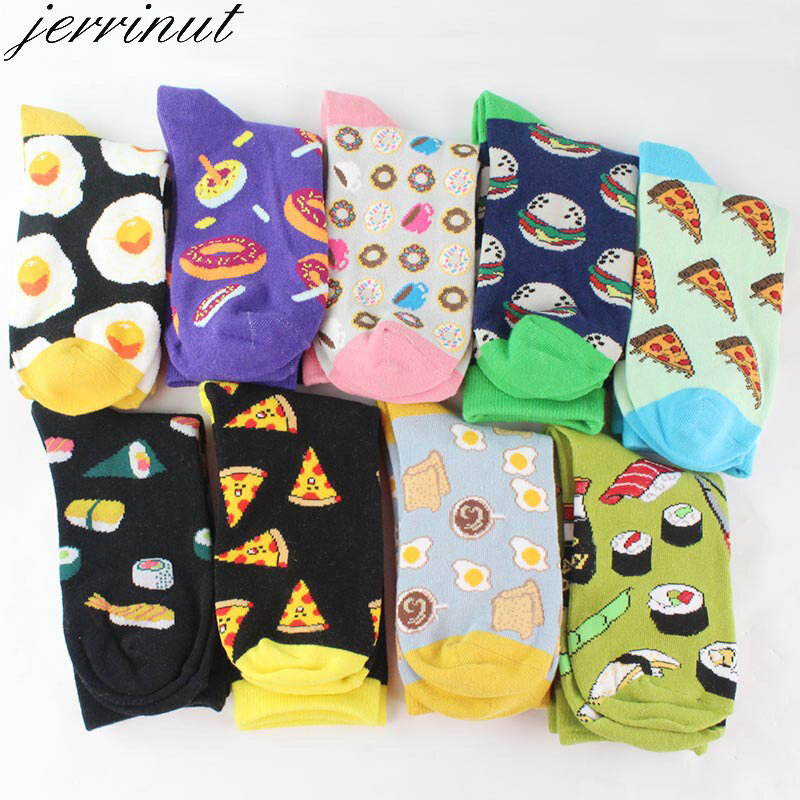 Мужские/женские забавные носки с принтом, милые зимние носки с авокадо, суши, еда, хлопок, модные носки Harajuku с надписями