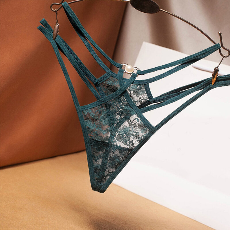 女性のためのセクシーなカットアウト遠近法の下着レースファッションクロスベルトバンドルTバックパールデコレーションパンツ刺embroidered g-string