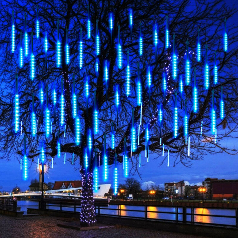 20/30/50cm led chuva de meteoros luzes à prova dwaterproof água queda raindrop fada string luz para a festa de natal do feriado pátio decoração