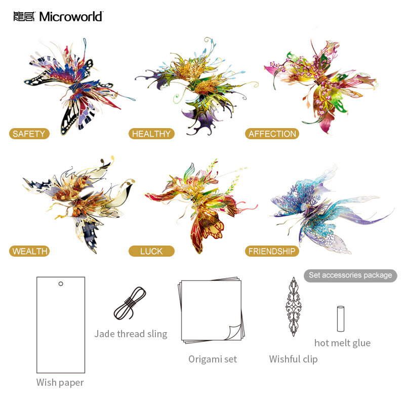 Microworld-rompecabezas de Metal 3D para adolescentes y adultos, juego de modelo de amuleto de mariposa de kilofondo para el amor, rompecabezas DIY, juguetes, regalos de navidad