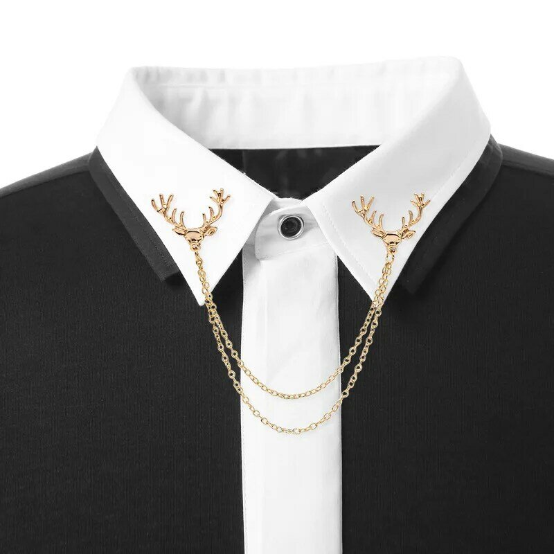 2019 Alloy suit shirt small deer head tassel collar needle high-end Christmas animal men and women clothing accessories