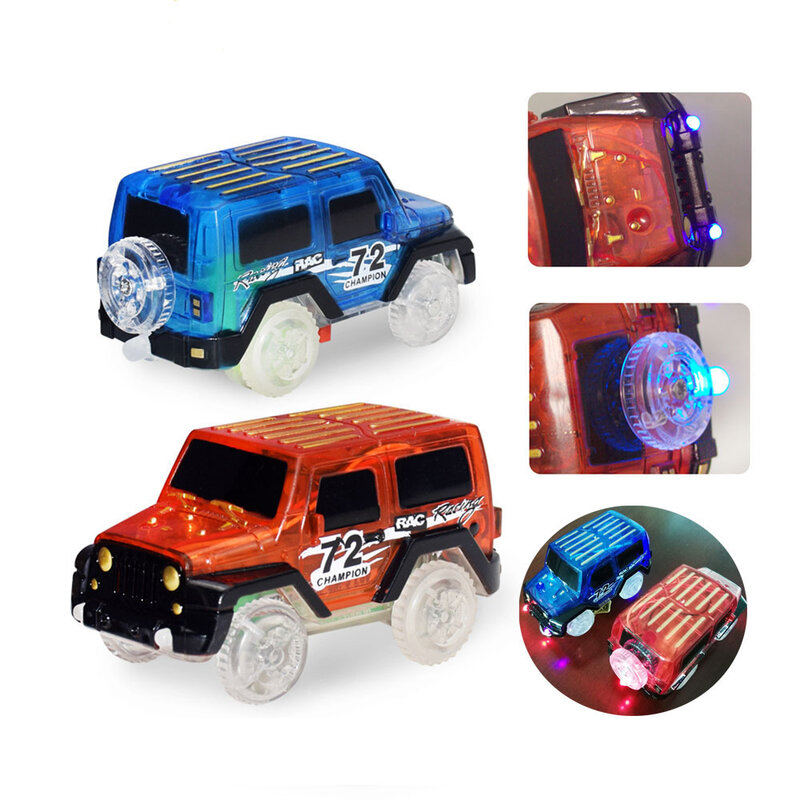 Coches de carreras flexibles con luces intermitentes, juguetes creativos divertidos, regalos para niños, azul/rojo, ZK30