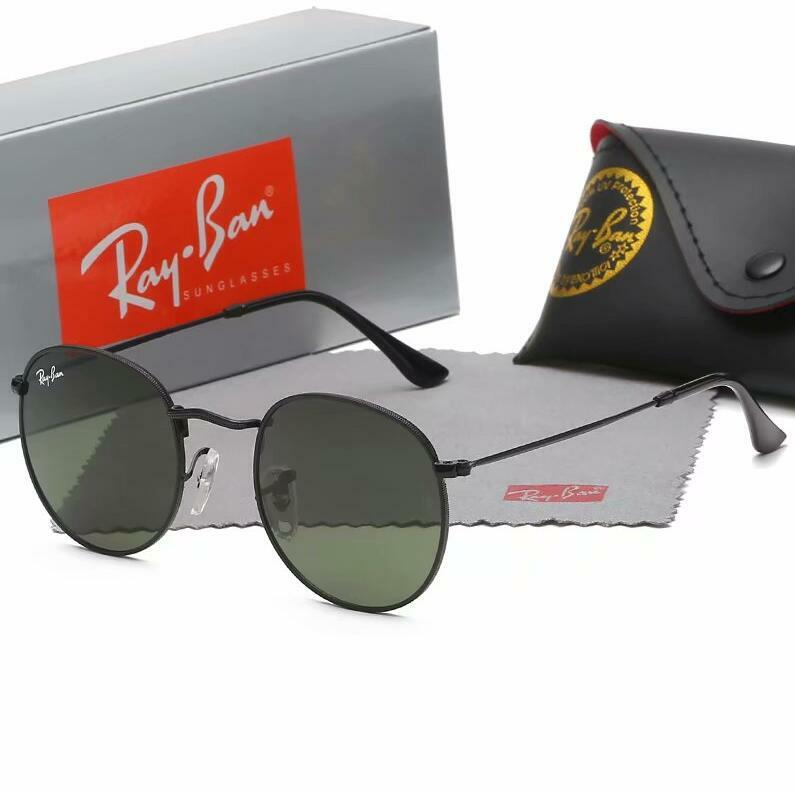 Gafas de sol Rayban 2019 Retro con espejo redondo y protección UV, accesorios para gafas de sol para hombres/mujeres RB3447