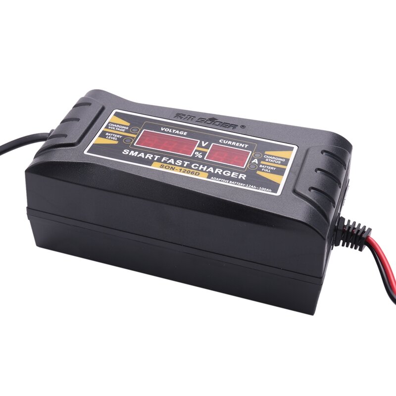 Son-1210D+ Lcd Smart Fast Lead-Acid Battery Charger 12V 10A For Car Motorcycle Eu Plug