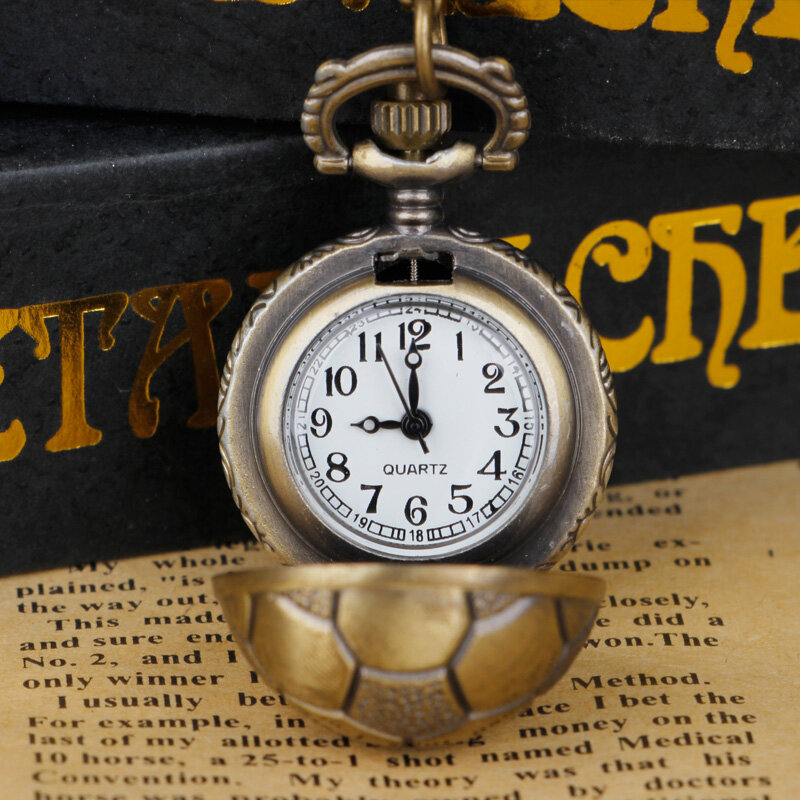 Креативные бронзовые кварцевые карманные часы в стиле ретро с футбольным мячом, изысканный подарок