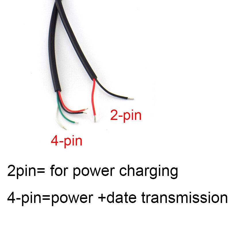 Micro USB tipo A, conector de Cable de datos macho y hembra, 2 pines, 4 pines, 50x, 2 cables, cargador de extensión, 2 y 4 cables