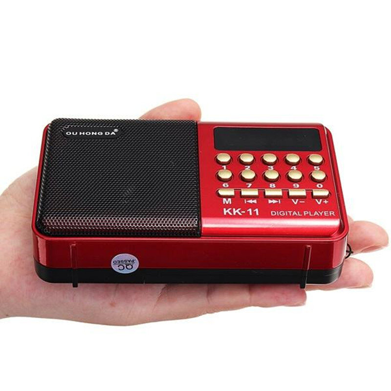 K11 FM 충전식 미니 휴대용 라디오 핸드 헬드 디지털 FM USB TF MP3 플레이어 스피커