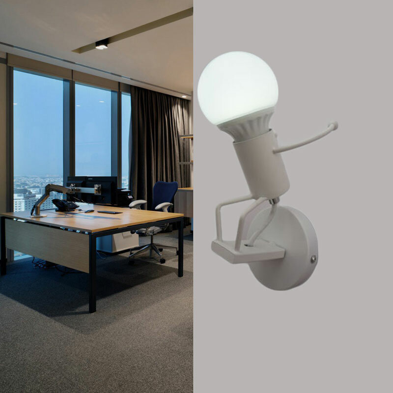 LED โคมไฟติดผนัง Creative ตุ๊กตาไฟผนังโลหะหุ่นยนต์การ์ตูน Sconce To ห้องนอนโคมไฟข้างเตียงในร่ม Home Decors โคมไฟ
