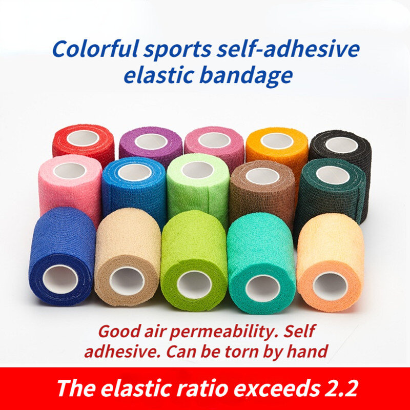 Wosport 다채로운 스포츠 자기 접착 탄성 붕대 랩 테이프, 무릎 지지 패드, 손가락 발목 손바닥 어깨, 4.5m