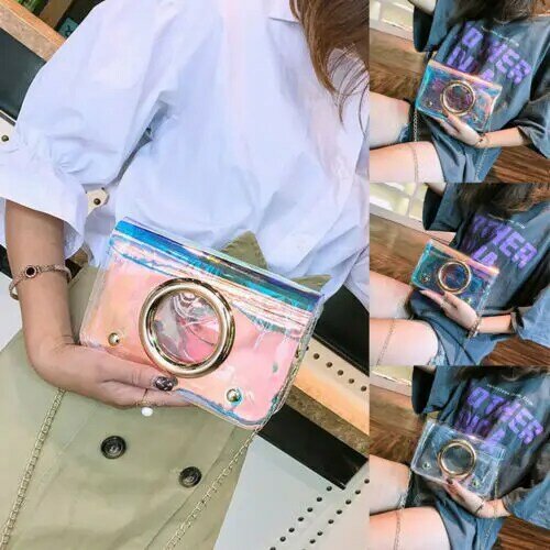The Newest Fashion Bags Suit More Clothing Women Holographic Bag Clear Transparent Tote Hologram Handbag Purse Laser